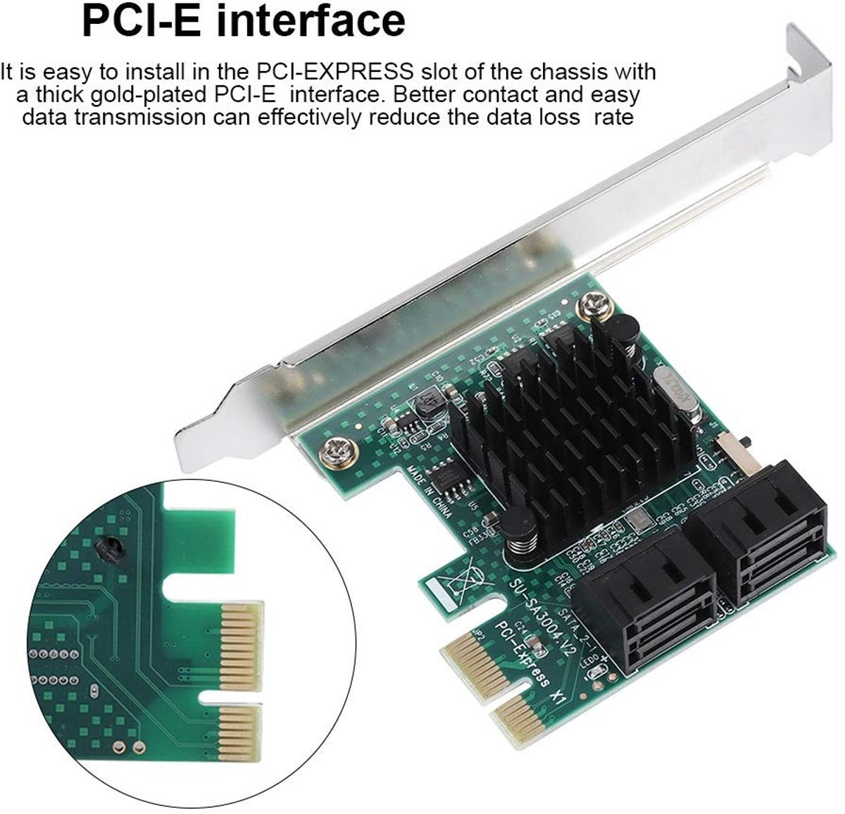 SATA 3.0 4 Port PCIe Controller Card - Uitbreidingskaart voor Windows