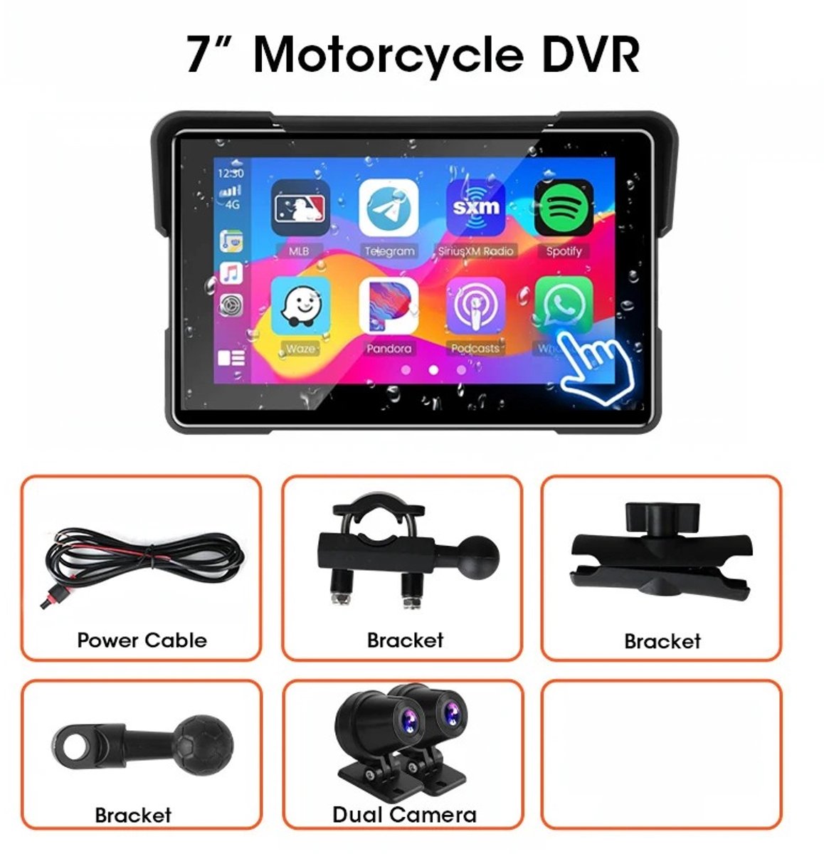 NordHaus Motor Navigatie 7 Inch - CarPlay & Android Auto Scherm - Incl. Dubbele Camera - IPX7 Waterdicht - Met 32GB SD Kaart