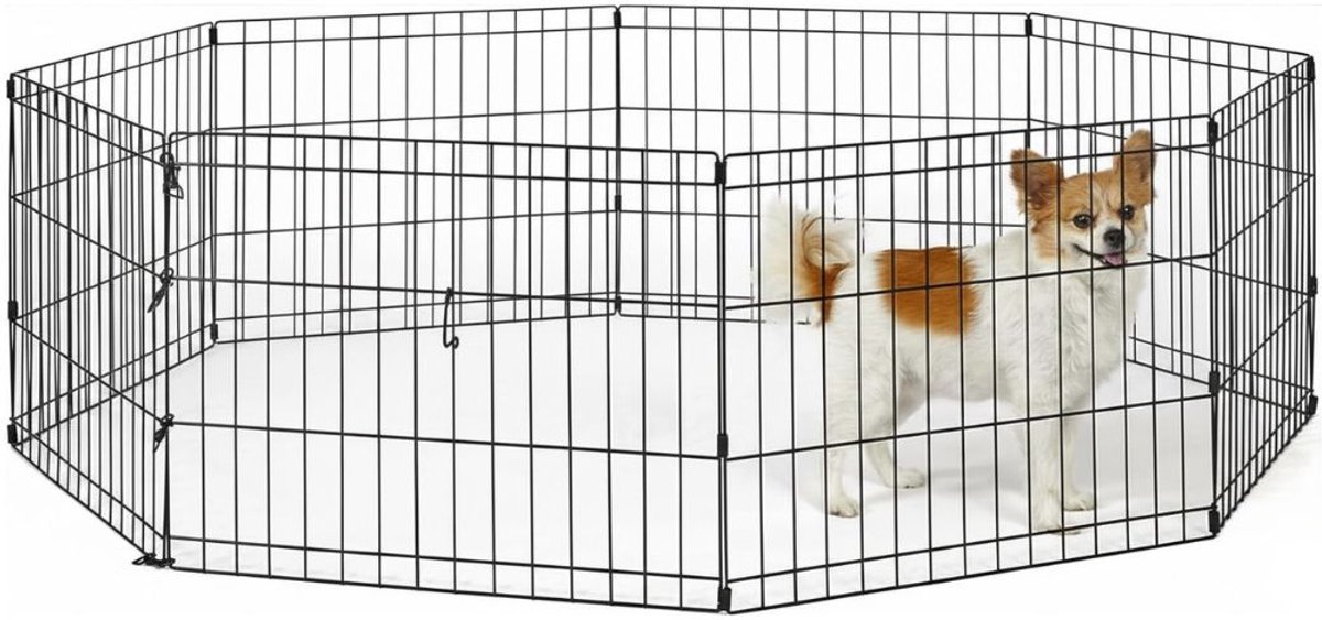 TopChoice® Pupyren - Hondenbench - Konijnenren - 157x157x46cm - Zwart