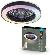 Varin® Plafondventilator met verlichting - Zwart - Tuya Wifi - LED 30W RGBW - Ø 50cm - Super stil - Afstandsbediening smart lamp - Plafondlamp slaapkamer - Plafonniere woonkamer - Plafondlampen - Plafond lamp - Verlichting kinderkamer - Ventilator