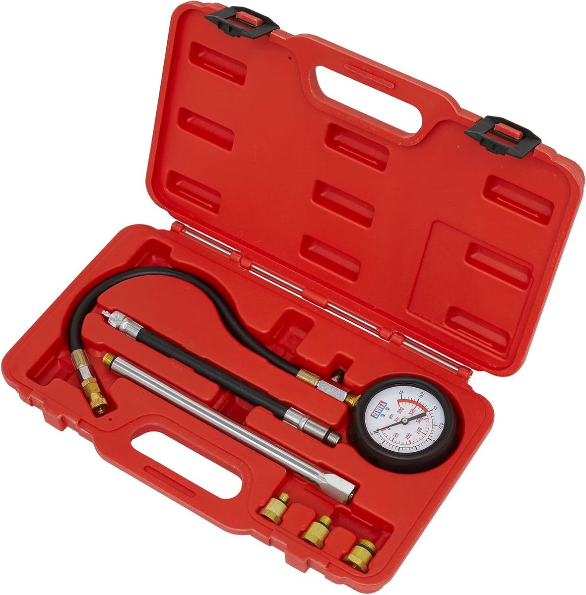 Compressietester Kit - Motortester - Motor Diagnose - Voor Benzine Motoren - 6 Delig - Zwart