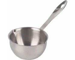 Mini RVS Melkopschuimer voor Boter Koffie - Kleine Sauspan met Inductiebodem en Dubbele Lip (150ML) voor Perfecte Boter Smelting