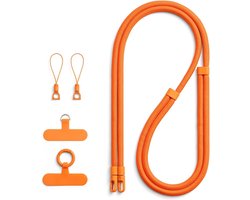Verstelbare Telefoon Lanyard in Oranje - Universele Telefoonketting voor Draagbare Mobiele Telefoons, Ideaal voor Hangend Gebruik en Crossbody Draagwijze