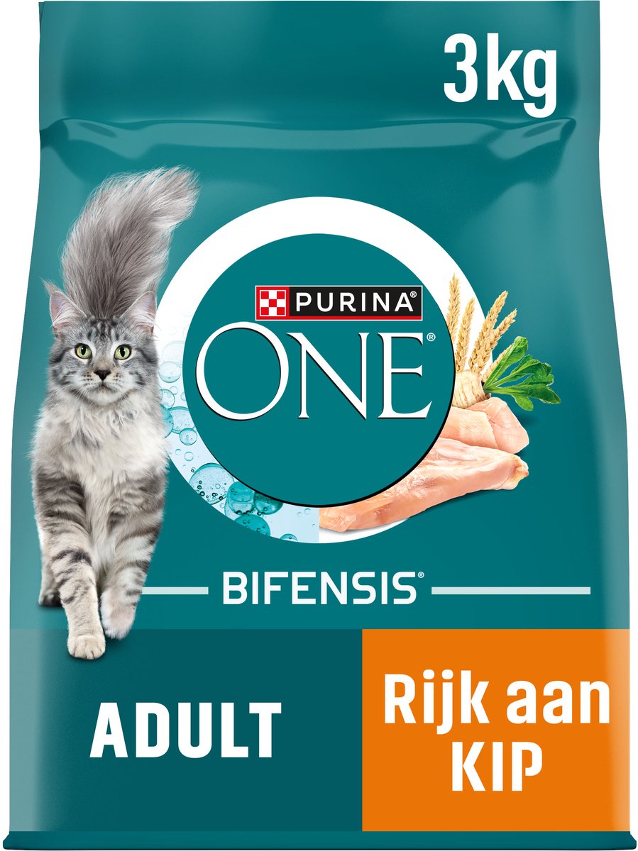 4x Purina ONE Kattenvoer Droog Adult Kip - Volkoren Granen 3 kg