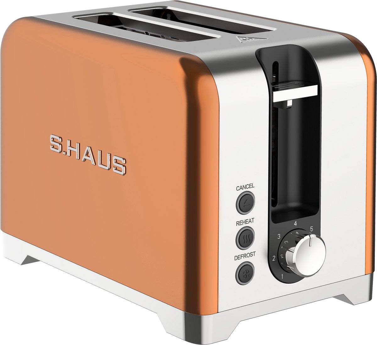 Swiss Haus® TO2120 Broodrooster - Toaster - 7 Warmteniveaus - Retro Design - 2 Extra Brede Sleuven - BPA Vrij - 930W - Retro Design - Koper