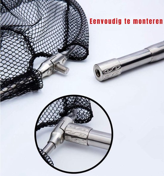 YOR® Schepnet Vissen - Visnet - Telescoop Schepnet - Duurzaam Net met Rubberen Coating - Zilver - 5cm x 22cm x 59cm van Merkloos — afbeelding 5