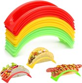 12 stuks - Taco Houder - Taco standaard - Taco Houderstandaard - Taco tang - Tortilla tray houder - Tacohouders - Tortilla Houder - Opbergrek - Keukengerei - voor hotdogs, sandwiches, brood en burrito's - rood, groen, geel - 11.5*4.6 cm