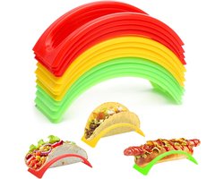 12 stuks - Taco Houder - Taco standaard - Taco Houderstandaard - Taco tang - Tortilla tray houder - Tacohouders - Tortilla Houder - Opbergrek - Keukengerei - voor hotdogs, sandwiches, brood en burrito's - rood, groen, geel - 11.5*4.6 cm