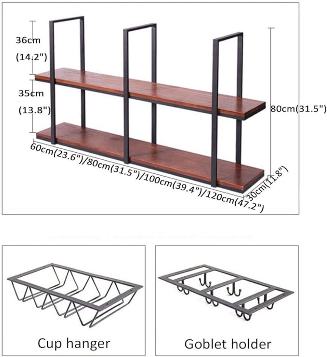 Wijnrek Hangend 80 cm x 80 cm – Metalen Keuken Organizer voor Glazen, Wijnglazen, Mokken & Kopjes – Multifunctioneel Hangend Wijnglazenrek & Bar Organisator