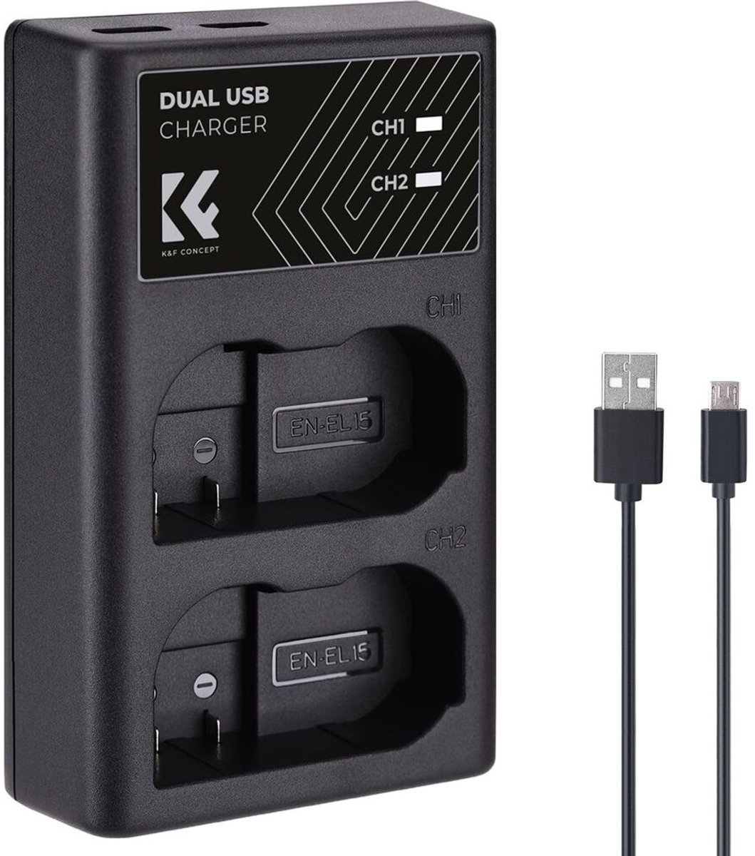 K&F Concept Dubbele batterijlader Nikon EN-EL15
