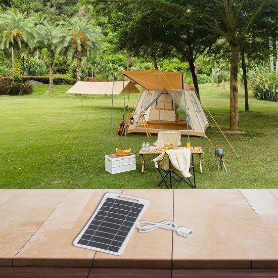 2W 5V zonnepaneel oplader USB-uitgang voor mobiele telefoons in de buitenlucht, zonne-energie tuinverlichting en klein DC-batterijgebruik van Merkloos — afbeelding 3