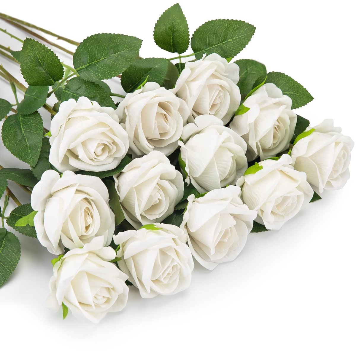 SVGCommerce - Kunstrozen - Nepp bloemen - Realistische flanellen rozen - Wit - Decoratieve bloemen - Bruiloft en feestdecoratie - Geschikt voor binnen