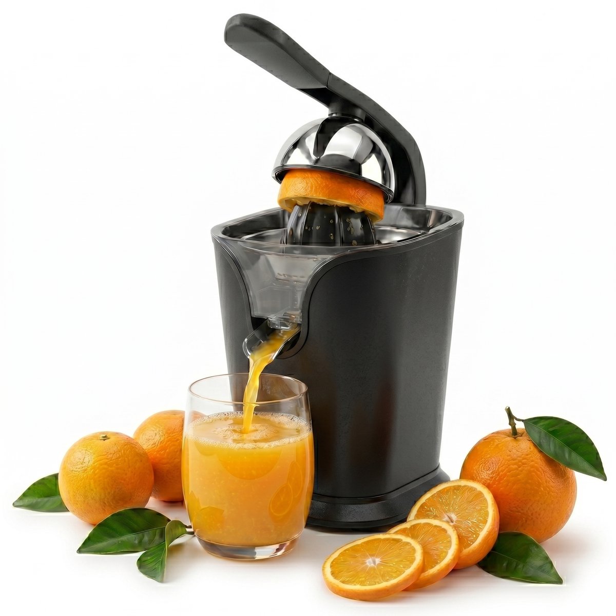 Bol.com Elektrische Citruspers met Instelbaar Pulpfilter - 160W - 650ml - Sinaasappelpers -Zwart - Vivid Green aanbieding