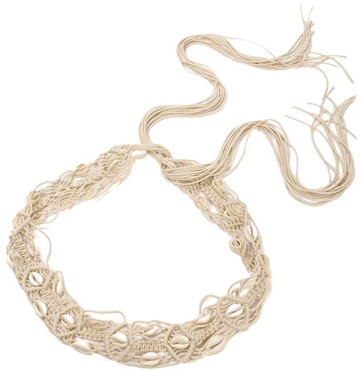 SVGCommerce - Damesriem - Boho-Riem - Gevlochten Katoenen Touw - Beige - Kwastriem - Ideaal voor Jurken en Jeans - Geschikt voor Elke Gelegenheid