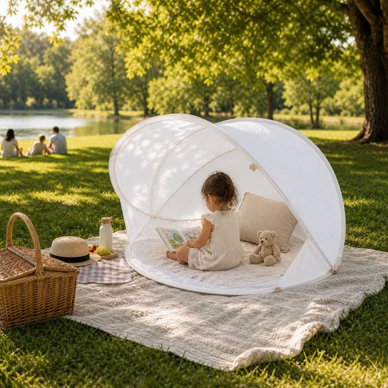 BRD® Outdoor - Pop-up Tent Crème Rond inclusief opbergtas - Kampeertent Camping Strandtent Picknicktent picknick essentials van Merkloos — afbeelding 5