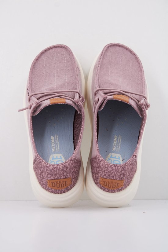 HEYDUDE - Wendy Rise Chambray Grid Chaussures Femme Rose Violet - Taille 41