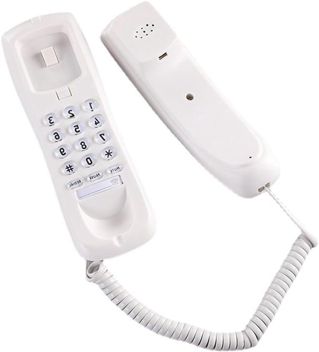 Vaste Telefoon - Wandtelefoon Bureau - Betrouwbaar Bellen - Geen Batterijen Nodig - 20 cm Lengte - Wit