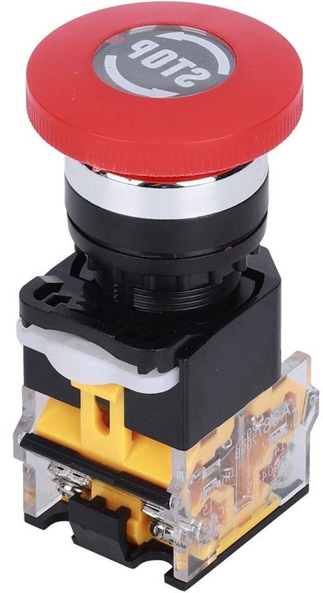 Noodstop Drukknop - Aan Uit Schakelaar - Industriële Bediening - Hoge Bescherming - 22mm Diameter - Rood