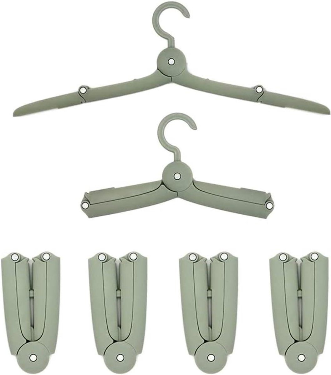Reishangers - Opvouwbare hangers - Kleding drogen - Winddicht en antislip - 6 stuks - Groen