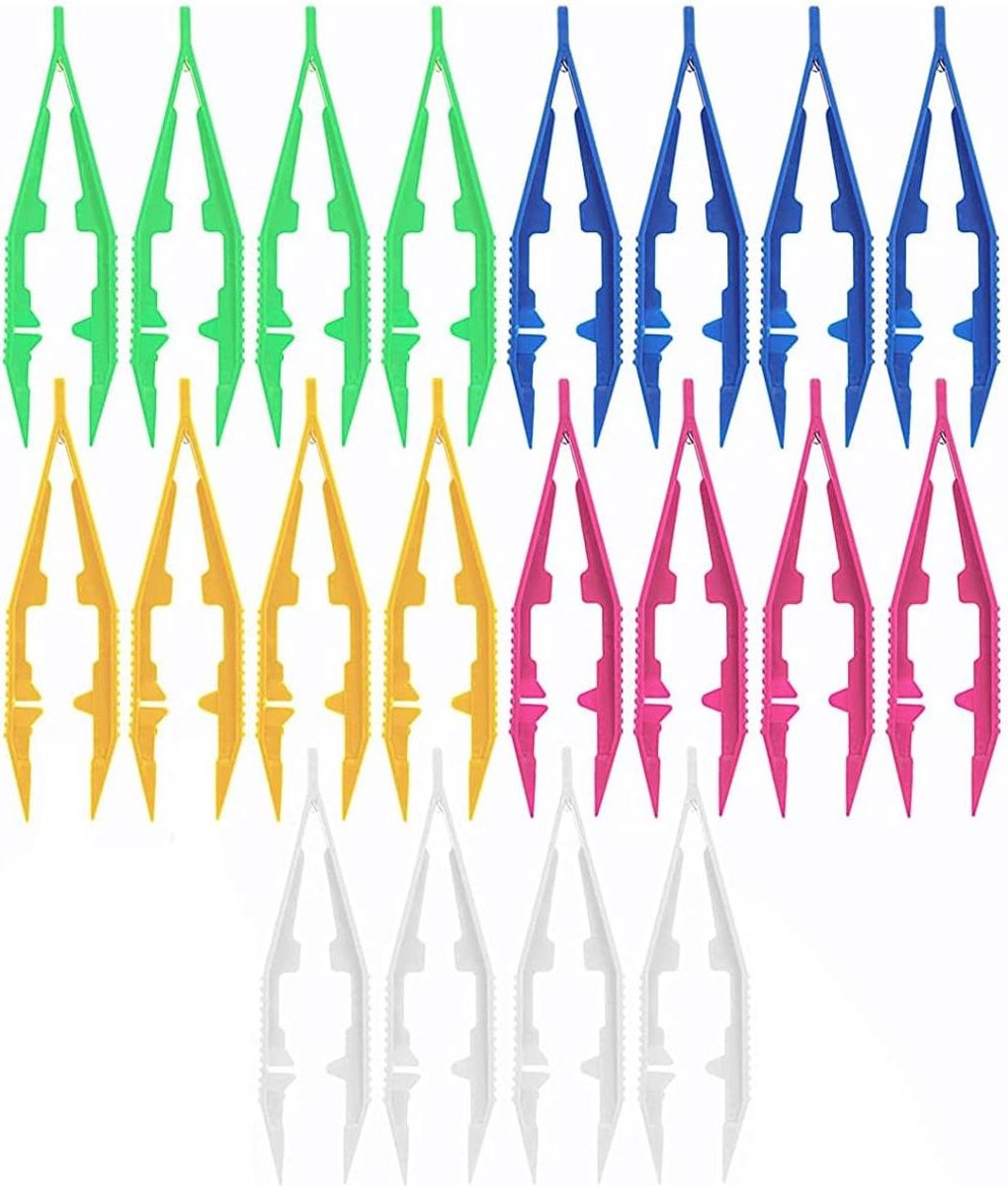 Plastic Pincet - Knutsel Tang - Kralen Verwerken - Getande Kaken - 20 Stuks 10cm - 5 Kleuren