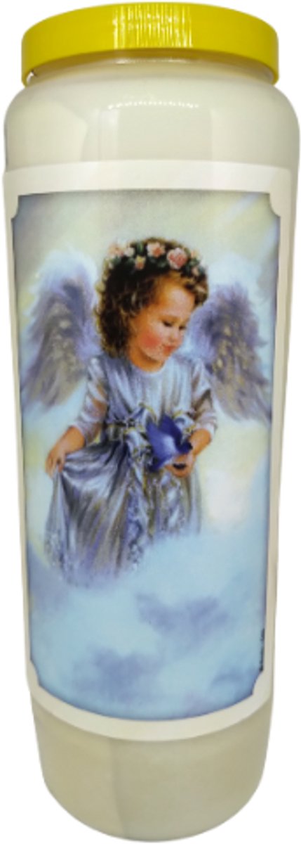 noveenkaars Engelen blauw - 9 dagen brander - set van 5 stuks Wit