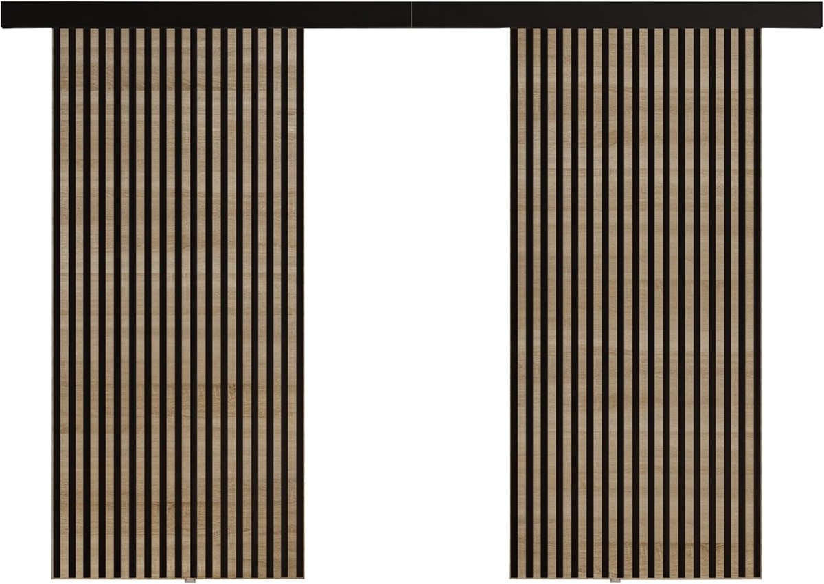 Schuifdeur Complete Set Dubbel Deur met Railsysteem 172x205x1,6 cm – Ruimtebesparende Kamer Schuifdeuren in Sonoma Eiken Modern Design – Universeel Links/Rechts – Faisal