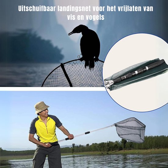 YOR® Schepnet Vissen - Visnet - Telescoop Schepnet - Duurzaam Net met Rubberen Coating - Groen - 56cm x 11cm x 9cm van Merkloos — afbeelding 4