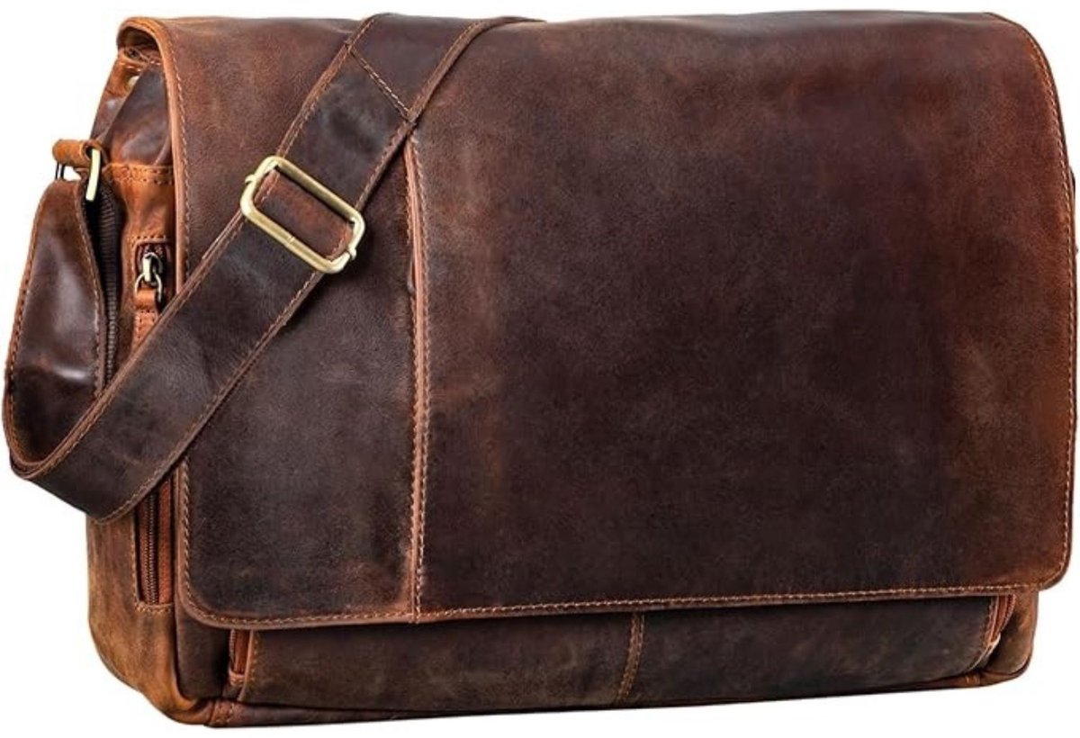 Leren Laptoptas - Laptoptas - Leren Tas - Luxe Leren Laptoptas - Werktas - Schoudertas - Business Tas - Leren Business Tas - 15,6 inch - Bruin - van Imperatoris