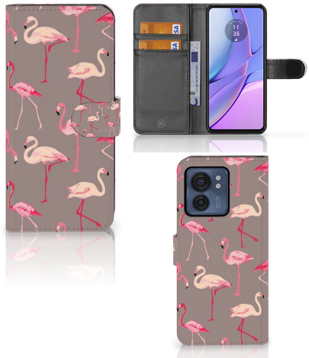 Book Case voor Motorola Edge 40 Telefoonhoesje met Pasjes Flamingo