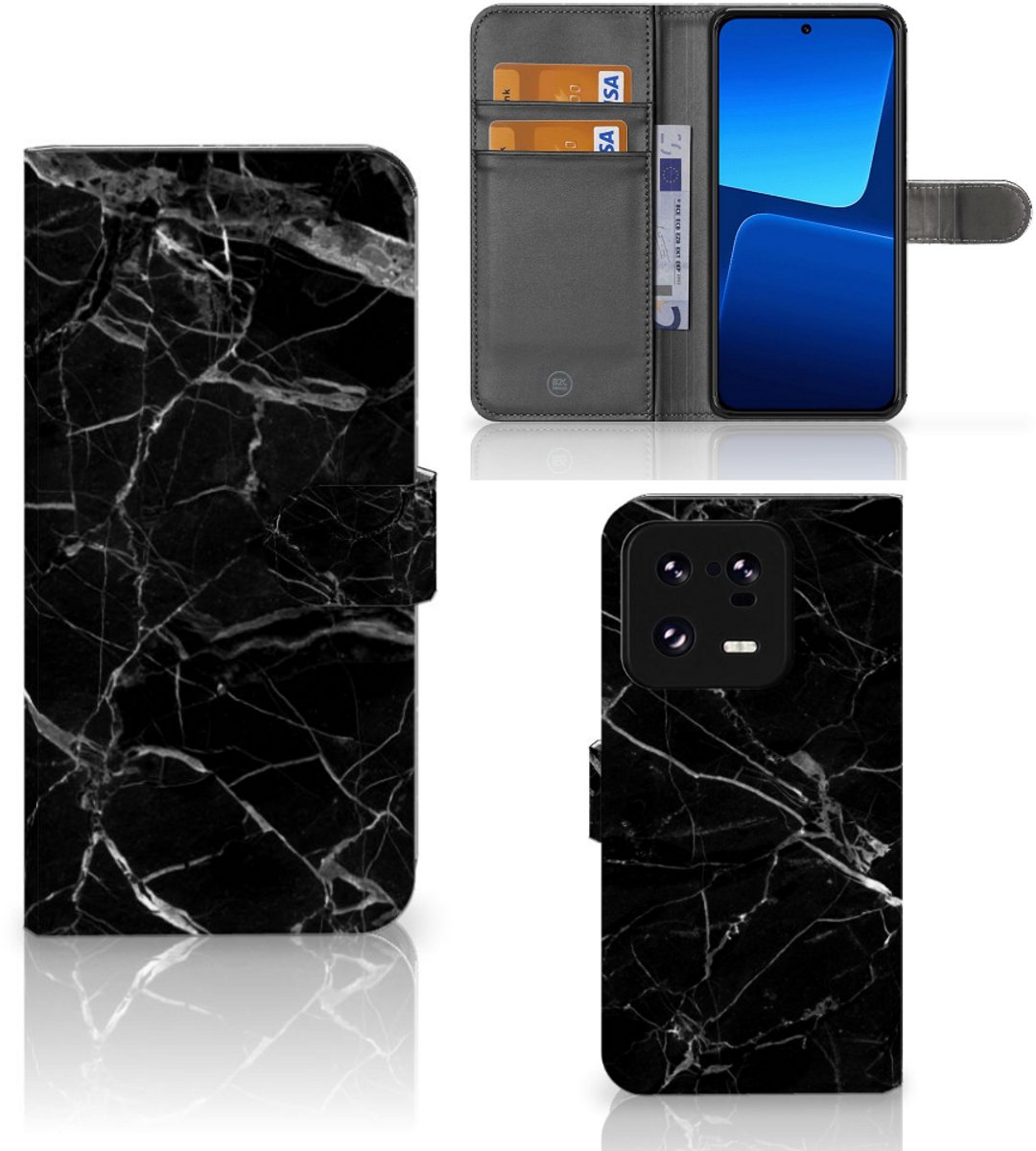 Xiaomi 13 Pro Bookcase Marmer Zwart - Origineel Cadeau Vader