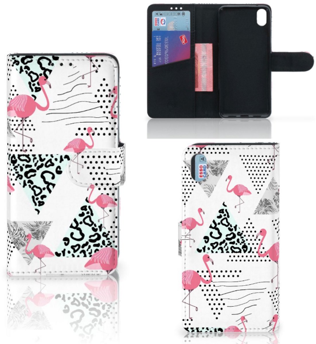 Xiaomi Redmi 7A Telefoonhoesje met Pasjes Flamingo Triangle