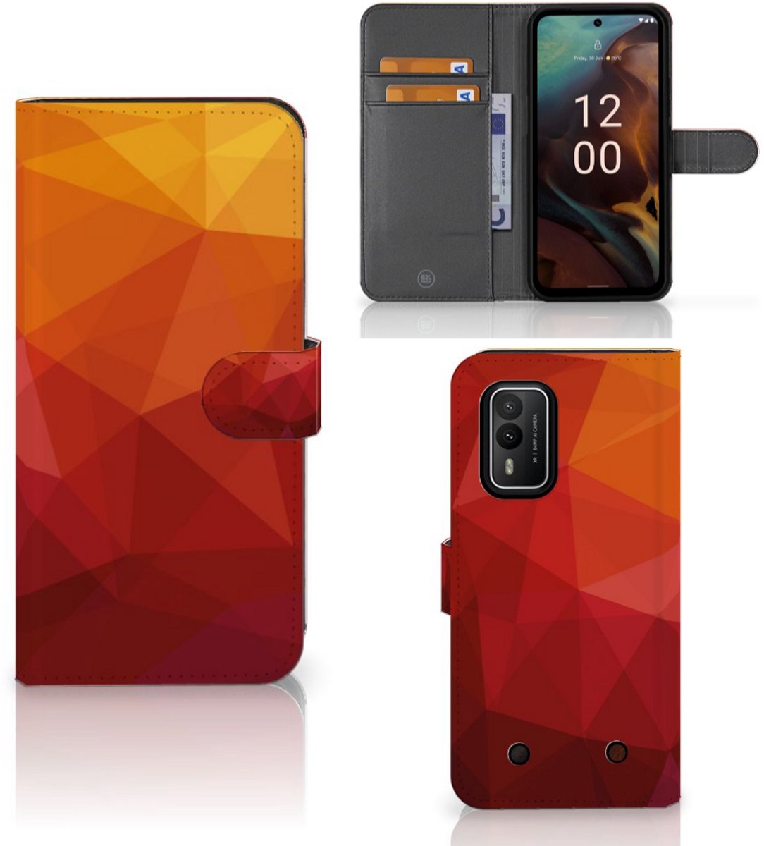 Book Case voor Nokia XR21 Polygon Red