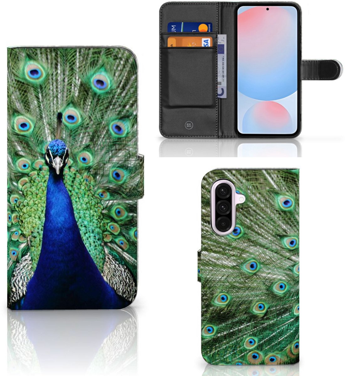 Samsung Galaxy A56 Telefoonhoesje met Pasjes Pauw