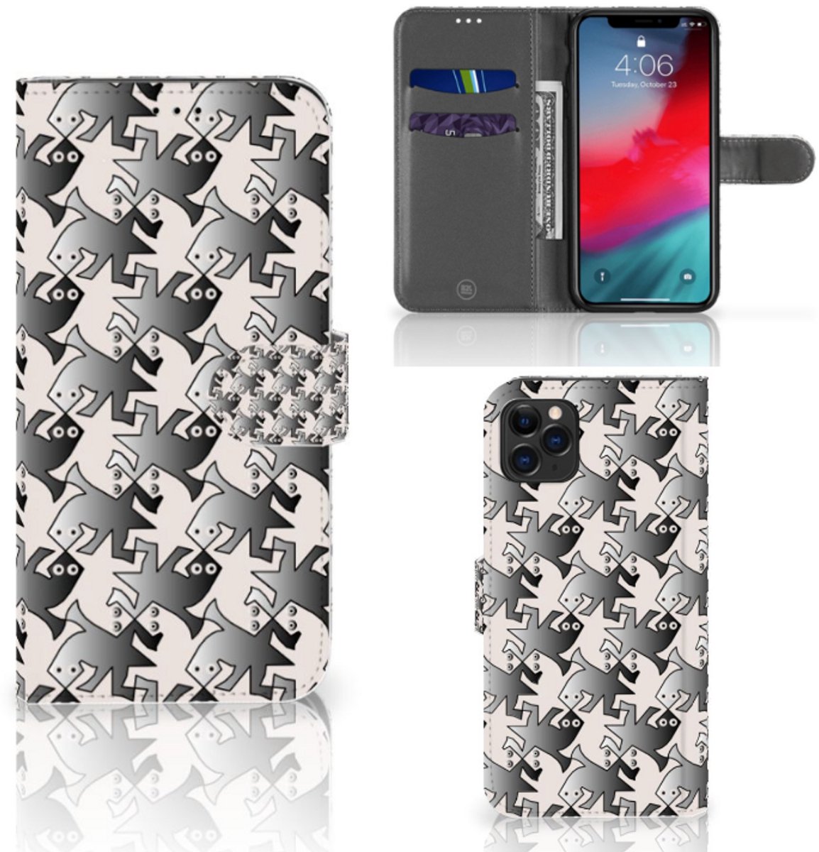Boekhoesje voor Apple iPhone 11 Pro Max Telefoonhoesje met Pasjes Salamander Grey
