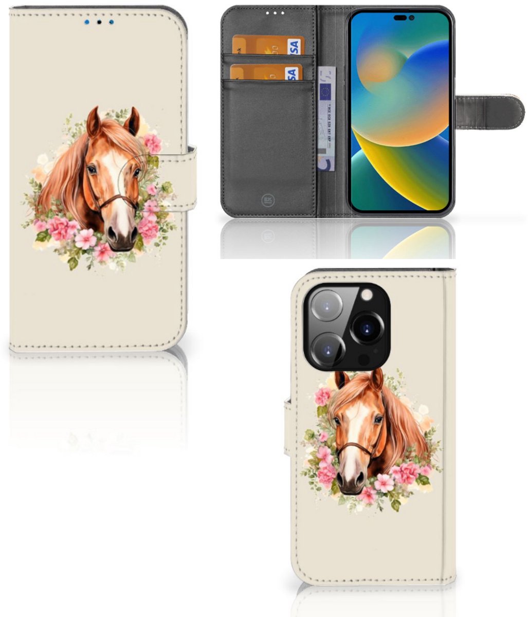 Telefoonhoesje met Pasjes voor iPhone 14 Pro Paard