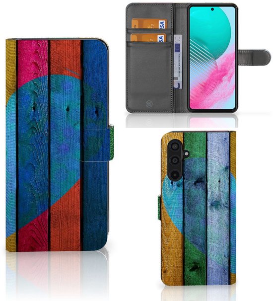 magnétique Cuir PU Protection Etui Housse pour Samsung Galaxy M54 Coque Téléphone Bois De Coeur