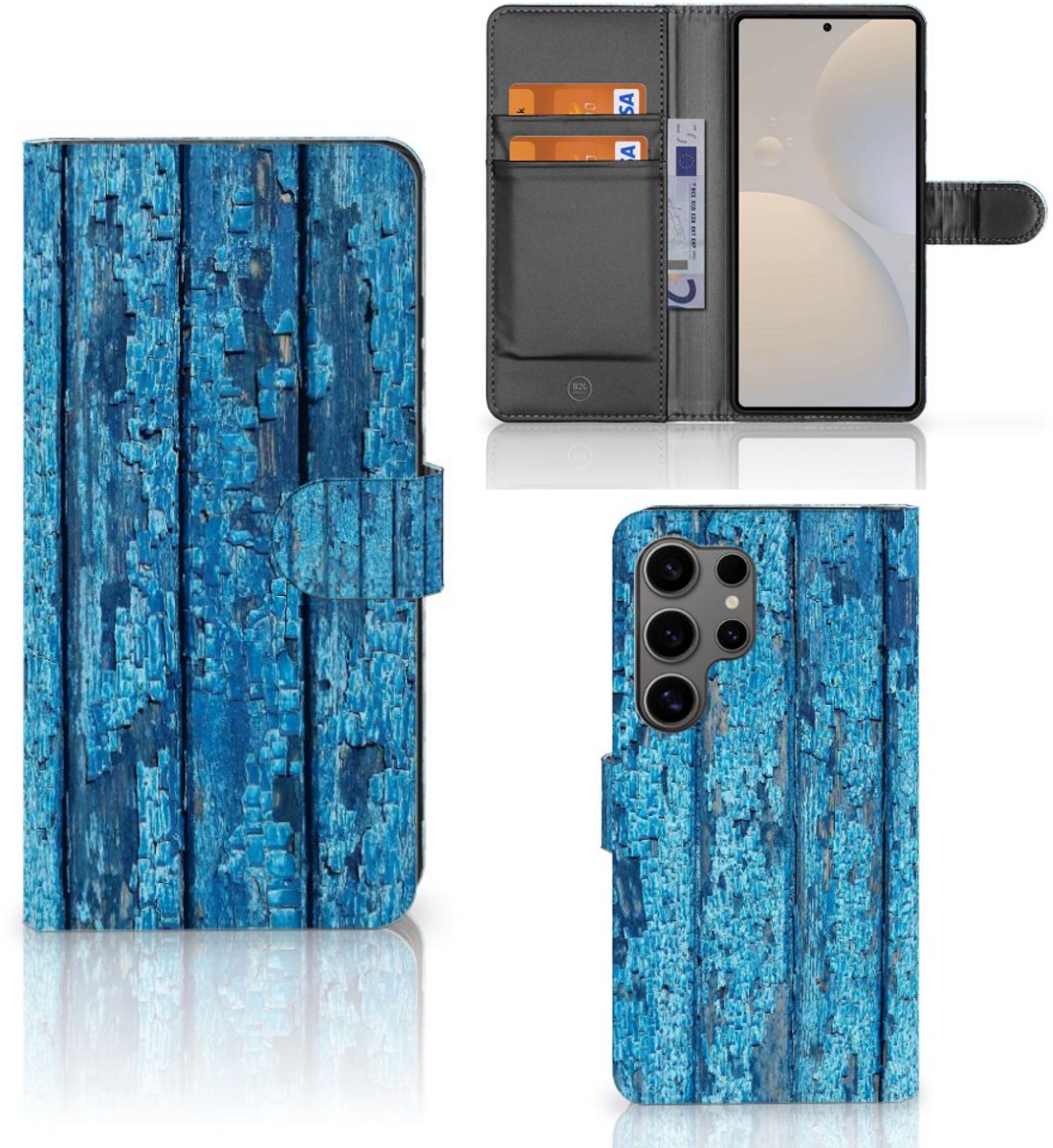 Samsung Galaxy S25 Ultra Book Style Case Wood Blue