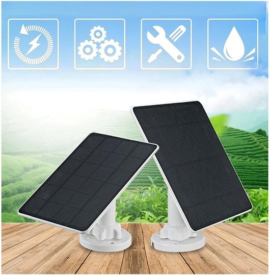 2 Pack Zonnepaneel voor Ring Camera - 5W Camera Zonnepaneel Compatibel met Ring Spotlight Cam Battery en Stick Up Cam Battery - IP65 Waterdicht 3m Kabel 360° Verstelbare Houder — afbeelding 4