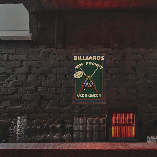 Billiard Metalen Bord - Pool Decoratie - Bar Decoreren - Voorgeboorde Gaten - 20 x 30 cm - Kleurrijk — afbeelding 4