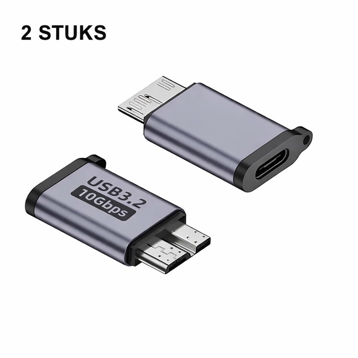Aventrix USB-C naar Micro USB 3.0 Adapter – 2 Stuks – 10Gbps – Voor Externe Harde Schijf HDD/SSD – Verloopstekker – Geschikt voor Externe Harde Schijf / Seagate / WD / My Passport / Laptop / MacBook / Tablet