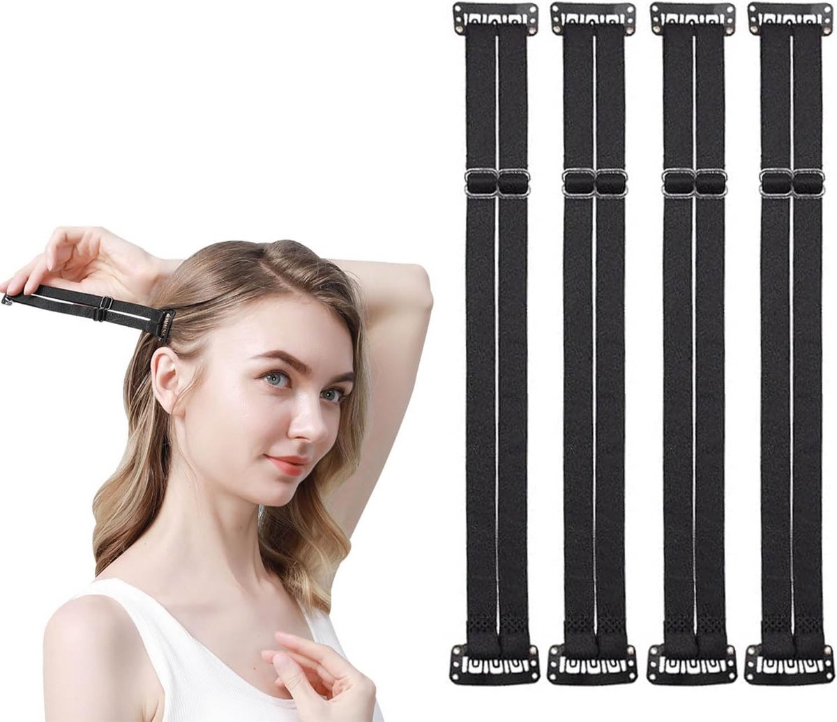 4 Stuks Facelift Bands met Clips, Elastische Rekband voor Directe Gezichtsversteviging, Schoonheidsaccessoire voor Vrouwen en Meisjes, Gezichtsvorming, Herbruikbaar en Verstelbaar, Geschikt voor Diverse Gezichtsvormen