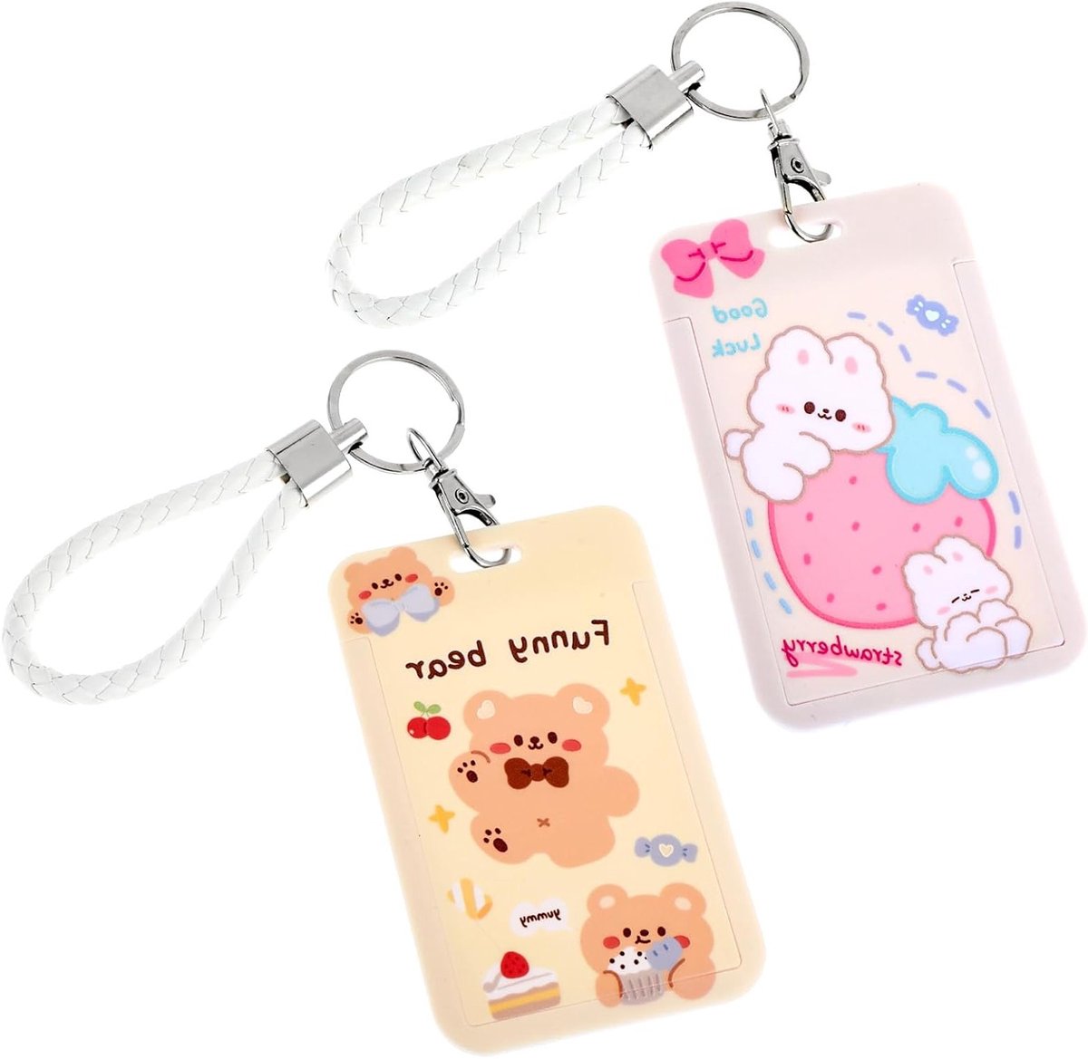 2 Stuks Foto Kaart Houder met Sleutelhanger, Ideale Bescherming voor Studentenbuskaarten en Foto's, Inclusief Pendant en Praktische Accessoires