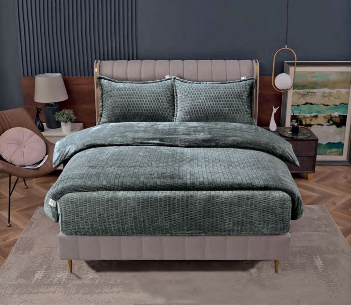 Beau Maison Sherpa Flanel Easy Dekbed - 160x220 cm - Dark Grey