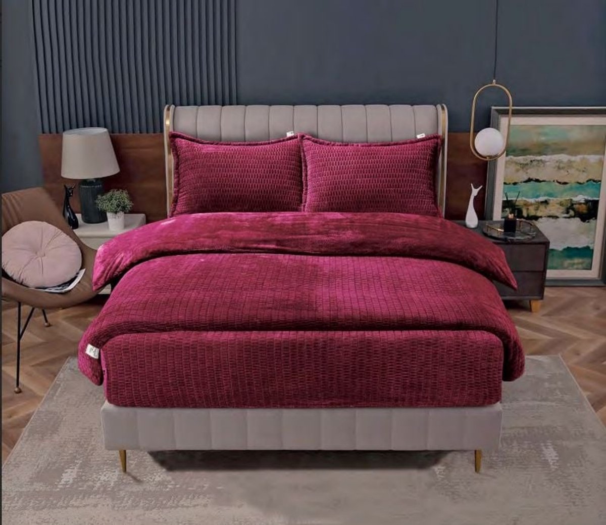 Beau Maison Sherpa Flanel Easy Dekbed - 160x220cm - Bordeaux