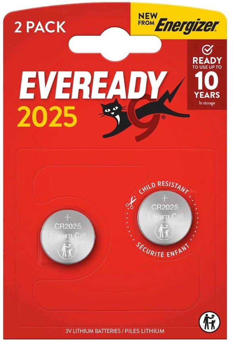 Energizer Eveready - Knoopcel batterijen - CR2025 - Lithium - 3V - 2 stuks