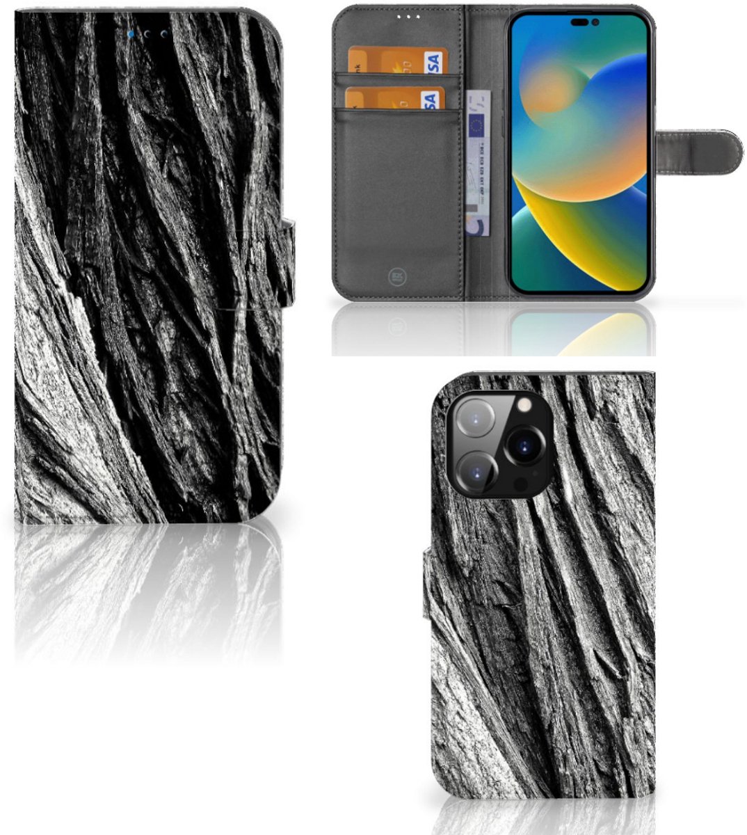 Book Style Case iPhone 14 Pro Max Boomschors Grijs