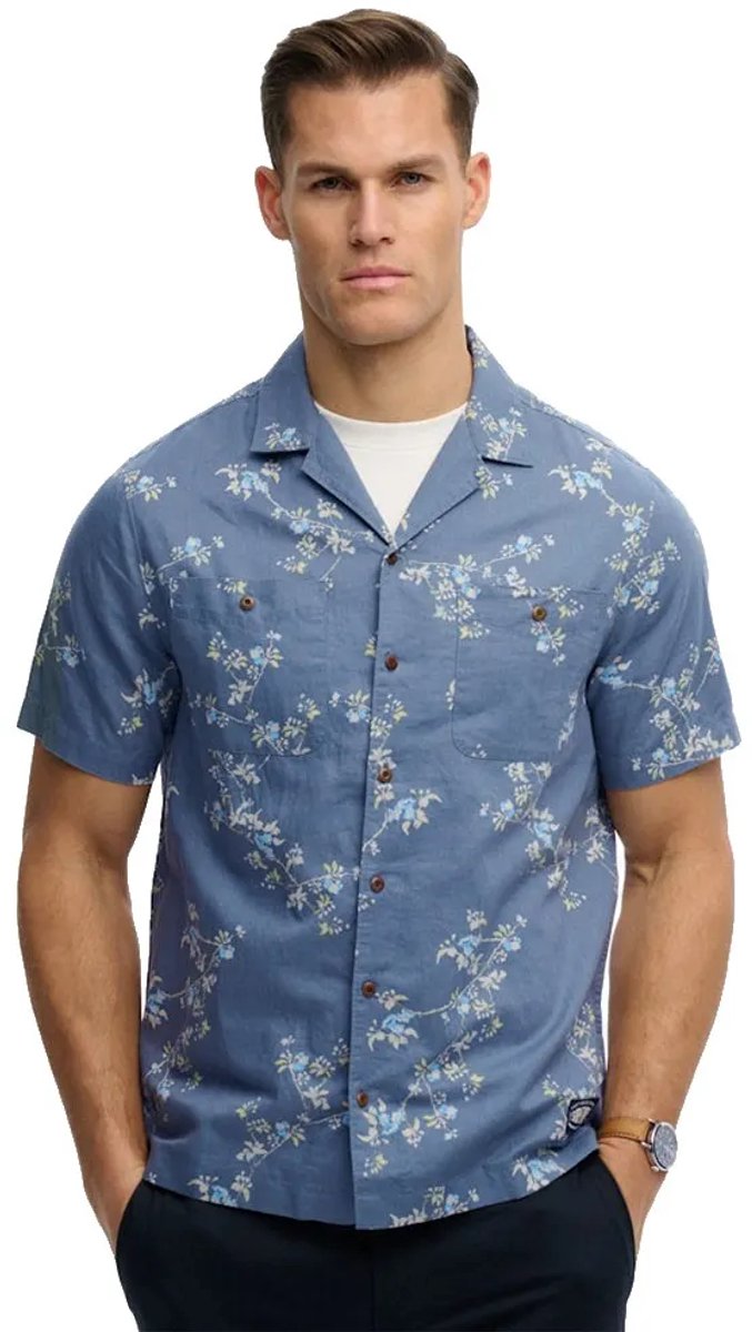 Superdry Printed Beach Overhemd Met Korte Mouwen M Man Blauw