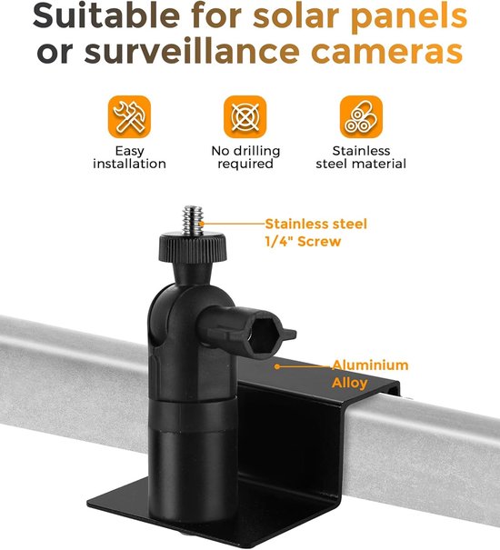 Beugel voor buitencamera met afvoersleuf - Universele beveiligingscamerabeugel, geschikt voor camera's op batterijen en zonnepanelen, boorvrije verstelbare beugel, 1 stuk - wit van Merkloos — afbeelding 2