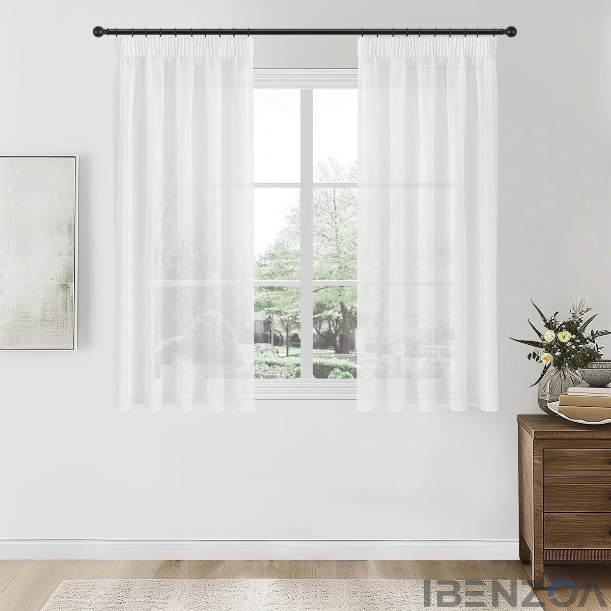 Ibenzoa Gordijn - Wit - 140x120 cm - Polyester