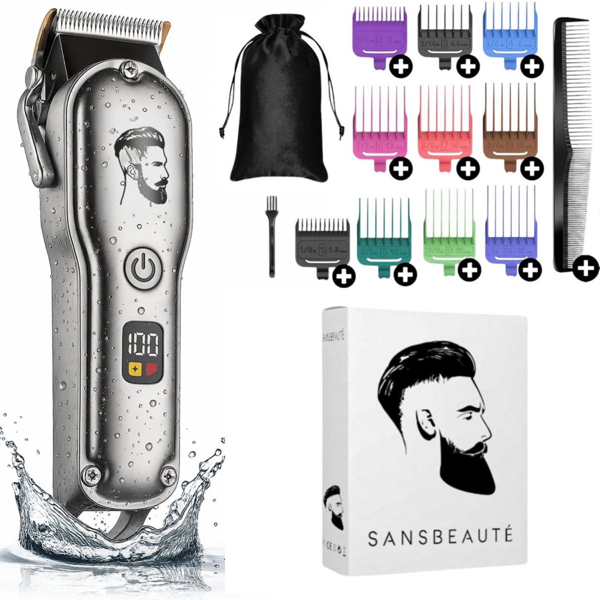 Bol.com Professionele Draadloze Tondeuse - Tondeuse Mannen Hoofdhaar - Cheveux Haar - Haartrimmer - Kapper Haar Machine - Haarto... aanbieding